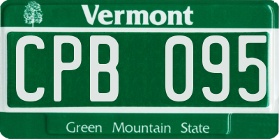 VT license plate CPB095
