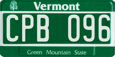VT license plate CPB096