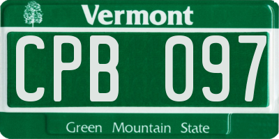 VT license plate CPB097