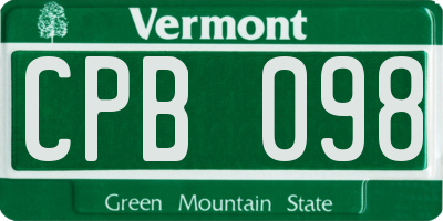 VT license plate CPB098