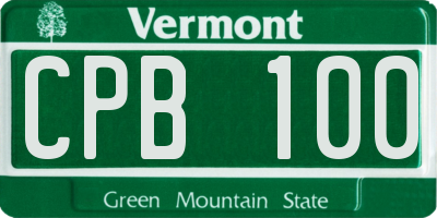 VT license plate CPB100