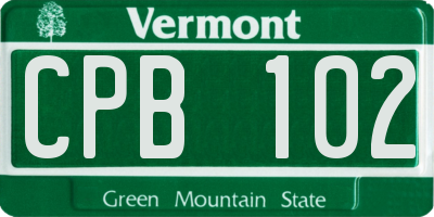 VT license plate CPB102