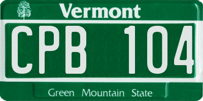 VT license plate CPB104
