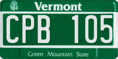 VT license plate CPB105