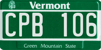 VT license plate CPB106