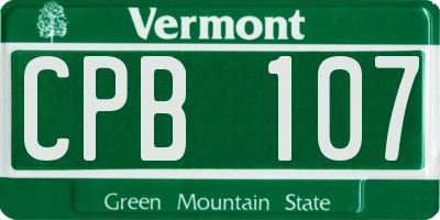 VT license plate CPB107