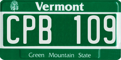 VT license plate CPB109