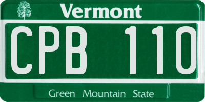 VT license plate CPB110