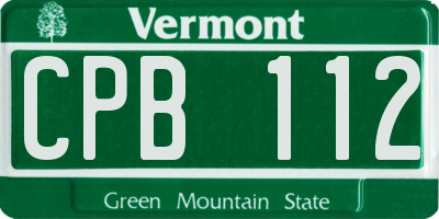 VT license plate CPB112