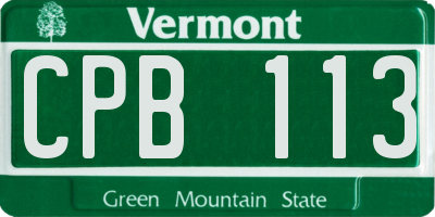 VT license plate CPB113