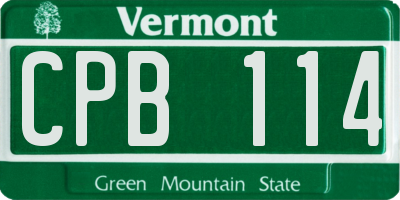 VT license plate CPB114