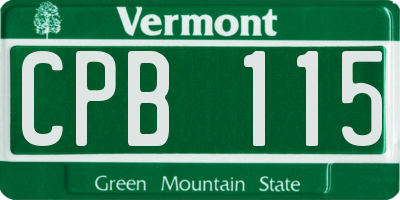 VT license plate CPB115