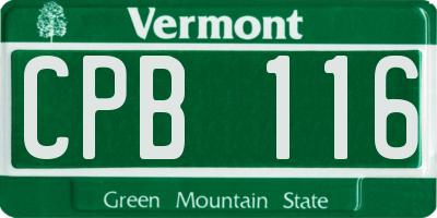 VT license plate CPB116