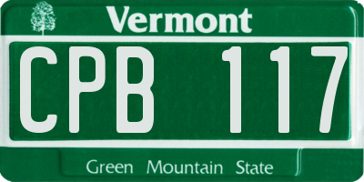VT license plate CPB117