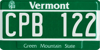VT license plate CPB122