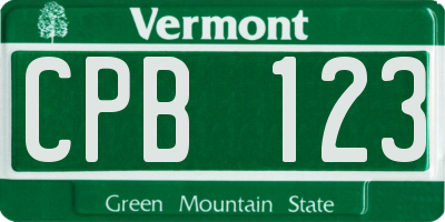 VT license plate CPB123