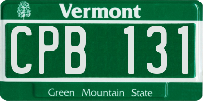 VT license plate CPB131