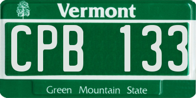 VT license plate CPB133