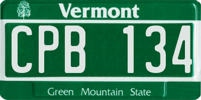 VT license plate CPB134