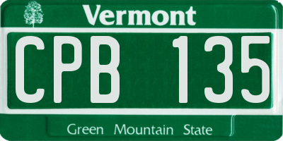 VT license plate CPB135