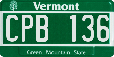 VT license plate CPB136