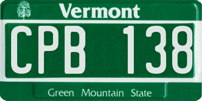 VT license plate CPB138