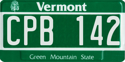 VT license plate CPB142