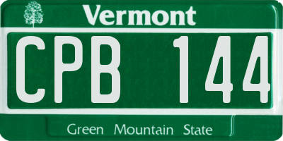 VT license plate CPB144
