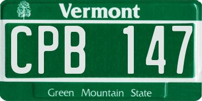VT license plate CPB147