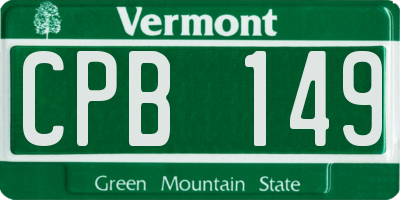 VT license plate CPB149