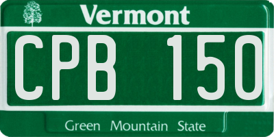 VT license plate CPB150