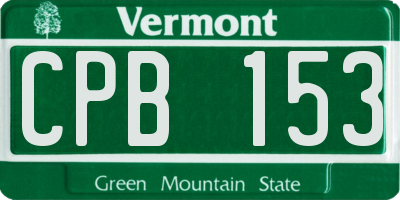 VT license plate CPB153
