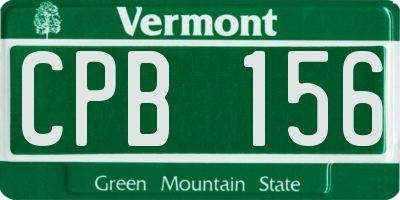 VT license plate CPB156