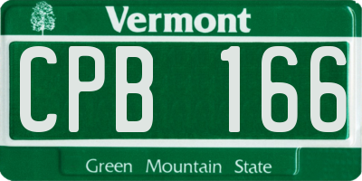 VT license plate CPB166