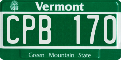 VT license plate CPB170