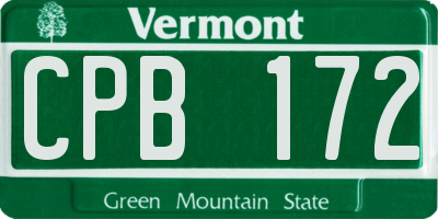 VT license plate CPB172
