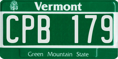 VT license plate CPB179