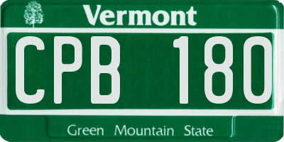 VT license plate CPB180