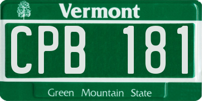 VT license plate CPB181