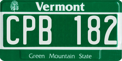 VT license plate CPB182