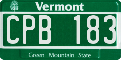 VT license plate CPB183