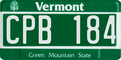 VT license plate CPB184