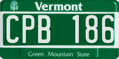 VT license plate CPB186