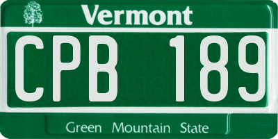 VT license plate CPB189
