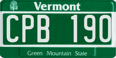 VT license plate CPB190