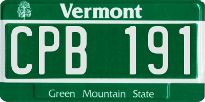 VT license plate CPB191