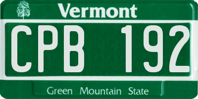 VT license plate CPB192