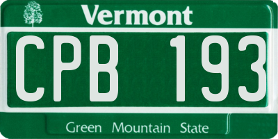 VT license plate CPB193