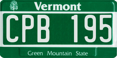 VT license plate CPB195