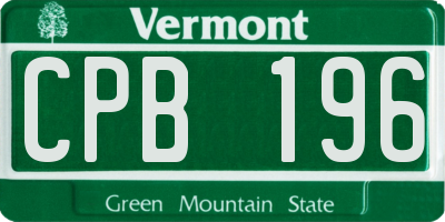 VT license plate CPB196